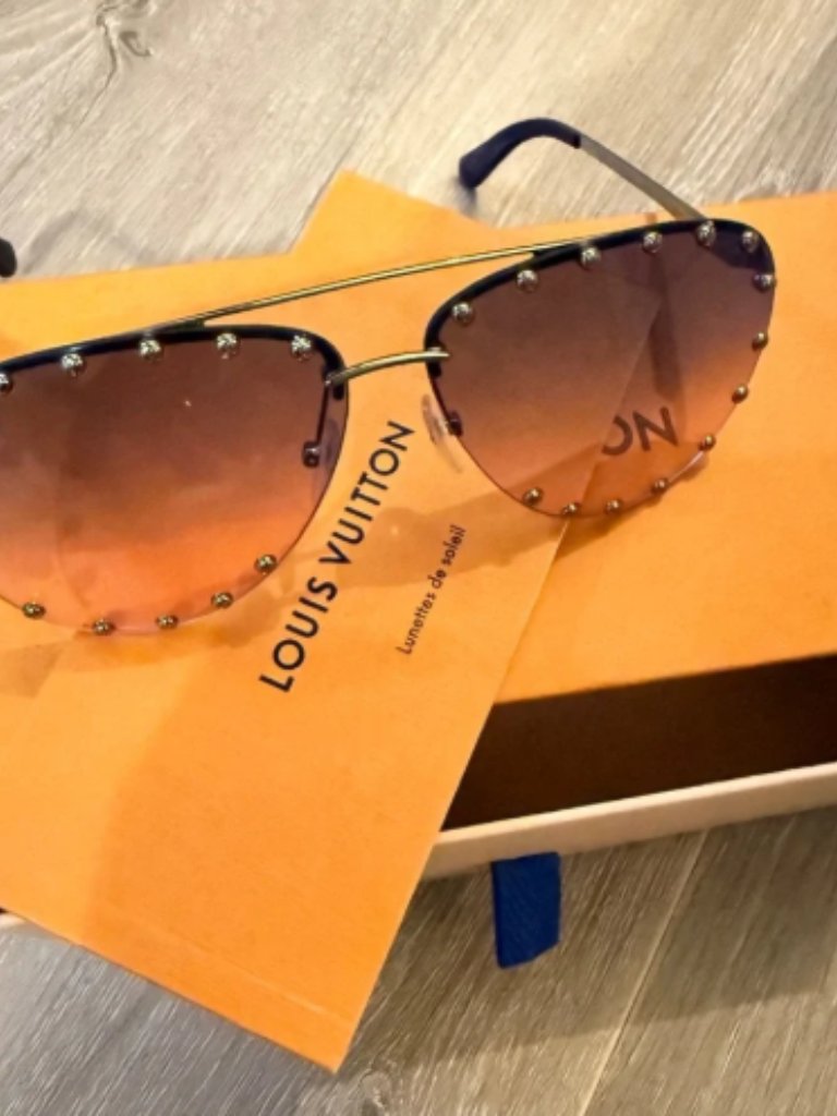 Louis Vuitton Rimless Studded Aviator Gradient Orange Lens Metal Frame Sunglasse